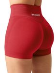 YEOREO Scrunch Workout Shorts Women Butt Lifting 3.5" Seamless V Waist Amplify Shorts Sport Gym Shorts Red Medium