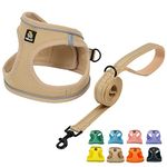 BELLA & PAL Dog Harness with Leash Set, Step in Vest Harness for Small and Medium Dogs, No Pull Harness for Puppy Dogs Medium Dogs, Air Mesh Dog Vest Harness, Khaki, XS