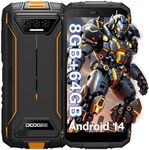 DOOGEE S41T Rugged Smartphone Unlocked 2024,Android 14,6300mAh Battery,8GB+64GB,4G Dual Sim Rugged Phone,13MP Camera,IP68 Waterproof Cell Phone,Face Unlock,NFC T-Mobile,Orange