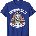Sons of Aspirin Arthritis Chapter for Men Women Funny Biker T-Shirt (Blue,5XL)
