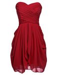 Sarahbridal Women's Short Chiffon Sweetheart Bridesmaid Dresses Prom Gowns - Red -