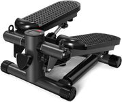 UPREIGN Mini Stair Stepper for Home Exercise, Low-Impact Stiar Stepper, Weight Capacity 300 LBS, with Digital Monitor and Resistance Bands, Black