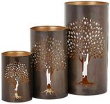 Deco 79 22096 Metal Tree Hurricane Set of 3