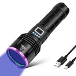 UV Torch 20W, 5000Mah High Power 365nm UV Light, Led Usb Rechargeable Black Light Torches for Pet Urine Detection, Resin Curing, Golf Ball Finder, Note Checker, Rock Hunting, AC Leak, Bed Bug