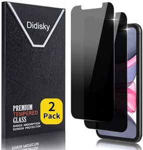 Didisky 2-Unidades Privacidad de Vidrio Templado Protector de Pantalla para iPhone 11, iPhone XR 6,1", Anti-Voyeur, Antihuellas, Sin Burbujas, Fácil de Limpiar, 9H Dureza
