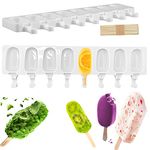 8 Cavity Silicone Ice Lolly Moulds with 16pcs Wooden Sticks, Non Stick Cakesicle Moulds, Ice Cream Moulds Homemade Popsicle Ice Pop Maker BPA Free Popsicle Mould for Kids Summer DIY Home Kitchen Tools