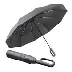 Extra Large Windproof Travel Folding Golf 54‘’ Umbrella Compact Automatic Open/Close,Sun/Rain,99 UV Protection,Lightweight Portable Parasol Outdoor,Perfect Carabiner Handle Design