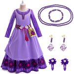 Wish Princess Costume Dress For Girls Kids Cosplay Cartoon Dress Up Halloween Costume With Bag Belt Earrings Necklace