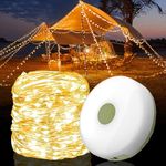 MEMOEVER Camping String Lights, 2 in 1 Outdoor Rechargeable String Light, Solar Camping String Lights, Waterproof Portable LED Tent String Light for Camping Outdoor (10m, Warm Light)