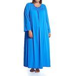 Shadowline Women's Petals 53 Inch Long Sleeve Long Gown, Sapphire, Large