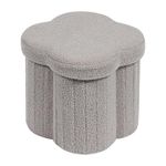 Bonlife Grey Ottoman Storage Box,Folding Storage Seat Box,Small Footstool For Living Room,Kid's Toy Chest Box,Teddy Flower Shape,32x32x32cm