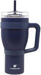 Hydraflow Capri - Triple Wall Vacuum Insulated Water Bottle with Handle (50oz, Powder Navy) Stainless Steel Metal Thermos, Reusable Leak Proof BPA-FREE for Sports and Travel