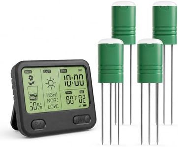 Soil Moisture Meter for Plants, 12-Zone Wireless Plant Water Meter, Soil Thermometer and Light Sensor, 4-in-1 TDR Tester, 230ft Range, IPX5 Waterproof for Indoor Outdoor Garden Lawn (Display+4 Sensor)