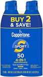 Coppertone Sport Sunscreen Spray SPF 50, Water Resistant Spray Sunscreen, Broad Spectrum SPF 50 Sunscreen, Bulk Sunscreen Pack, 5.5 Oz Bottle, Pack of 2