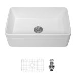 30 Farmhouse Sink White - Sarlai 30 Inch Kitchen Sink Apron Front Reversible White Ceramic Porcelain Fireclay Single Bowl Farm Sink Basin