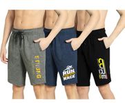 KART BLACK Plus Sizes Men's Cotton Regular Fit Shorts (Pack of 3) (S, AndraStrng_NavyRun_BlKCoreYel)