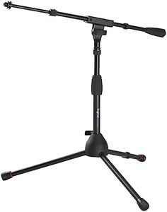 Gator Frameworks Short Tripod Base Microphone Stand with Soft Grip Twist Clutch, Boom Arm, and Both 3/8" and 5/8" Adapters (GFW-MIC-2621)