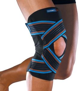 Thuasne Sport - Genouillère Strapping Ouverte - Genou Instable ou Douloureux - Limitation de Déperdition de Chaleur* - Indice de Maintien 3/3 - Dispositif Médical CE - Taille L