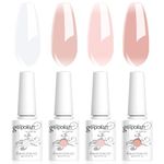 Vishine 4Pcs Jelly Nude Pink Milky White Rose Gel Nail Polish Set Sheer Clear Crystal Translucent French Manicure Gel Nail Polish Kit 8ML