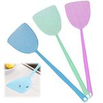 Supvox® Fly Swatters, Plastic 17.5'' Long Handle Fly Swatter, Strong Flexible Durable Grid Plastic Fly Swatter for Indoor, Outdoor, Classroom, 3 Colors (3 Pack)