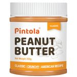 PINTOLA Original Classic Peanut Butter Crunchy 350g - with High Protein 26g & 7.2g Fiber, Premium Roasted Nuts, Gluten Free, Zero Trans Fat, with MUFA Good Fats, Vit E & B3, Dairy Free