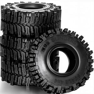 2.2 Crawler Tires – 1/10 RC Crawler Mud Terrain Super Grip Soft Rubber Tyre for RC Crawlers，OD 130mm x 55mm，2.2 Mud Tires Compatible with Traxxas TRX4, Axial SCX10, 90047, D90, TF2, Tamiya CC01 (4pcs)