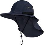 SUN CUBE Sun Hat for Men, Wide Brim Fishing Hat Neck Flap Cover Men Women, Hiking Safari, UV Sun Protection Summer Gardening Beach Camping UPF 50+, Navy