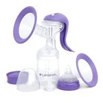 Lansinoh Manual Breast Pump, Ergonomic, Easy Express & Dual Mode, 1 Count, Includes 2 Flange Sizes (Standard & Large), and NaturalWave Nipple, Cap & Collar, All for Ideal Suction, Storage and Feeding