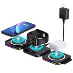 Fast Wireless Charger 3 in 1, ALUXKEE Magnetic Foldable Wireless Charging Station for iPhone 15/14/13/12 Pro Max/X/Xs Max/8,AirPods iWatch Series 7/6/5/SE/4/3/2 (with QC3.0 Adapter)