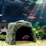 Besimple Aquarium Fish Hide Cave Decoration, Reptile Rock Hideouts Stone Cave Hide House Fish Tank Aquarium Accessories for Betta Shrimp Turtle Amphibians Small Lizards(Rock Hide Cave)