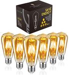 Woowtt LED Edison Bulb, Vintage Light Dimmable 6W E27 Bulbs, Led Filament Antique Style Retro Amber Glass Screw Lamp, ST64, 2700K, 600LM, - 6 Pack