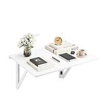 fevarbord Wall Mounted Desk Folding Table 80x60cm Computer Desk Workstations Drop Leaf Table Small Dining Table Foldable Desk for Home Office Space Saving White