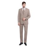 P&L Men's Premium Slim Fit 2-Piece Business Wedding Prom Suit Jacket Blazer Tux & Flat Pants Set, Tan, 46 Tall