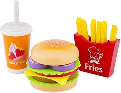 New Classic Toys Wooden Pretend Play Toy for Kids Fast Food Set Cooking Simulation, 10594, Multicolore Color, 240 x 95 x 80mm