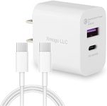 USB A C Charger, 20W Power Adapter for iPhone 15 Plus Pro Max, iPad 10th / iPad Pro 11" 12.9" / iPad Mini 6th / iPad Air 4th 5th and More USB C Tablets Android Phones, 6.6ft/2m USB C to C Cable