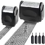 Identity Theft Protection Roller Stamp, Id Police Stamp Roller, 2 Pack Confidential Roller Stamp with 4 Refills for Blocking Out Id, Address, Bill Confidential Information, Home and Office Must Haves