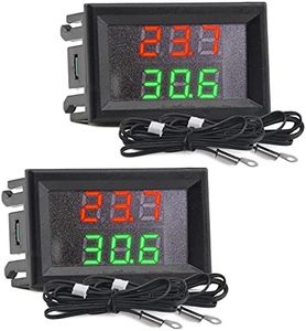 Aideepen DC 4-28V Precisione Doppio Display Digitale Termometro Monitor Pannello Meter NTC Impermeabile Sonda In Metallo(Rosso + verde)