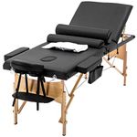 Massage Table Massage Bed Spa Bed Heigh Adjustable 3 Fold 84 Inch Massage Table W/Sheet Cradle Cover 2 Bolster Hanger Portable Facial Salon Tattoo Bed