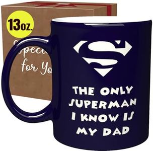 NM NEXTMUG Engraved 13oz Ceramic Mug - The Only Superman I Know is My Dad - Funny Father's Day Gift Coffee Cup for Bonus Step New Grand Dad Papa Uncle in Law