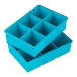 Webake Large Ice Cube Moulds Silicone 2 Inch 5cm Giant Ice Cube Trays 2 Pcs Jumbo Square Cubes Food Freezer Tray for Whiskey, Cocktails, Drinks Blue