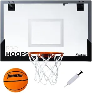 Franklin Sports 25in XL Over The Door Mini Basketball Hoop - Slam Dunk Approved - Shatter Resistant - Accessories Included, White/Orange