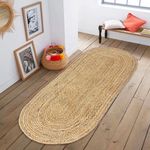 Chardin home Jute Braided Boho Oval Runner Rug 2 x 7 ft, Natural Jute, Artisanal Bohemian Handcrafted Home Décor, Perfect for Kitchens, Study, dorms, entryways, hallways, Closets, stairwells