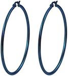 Edforce Stainless Steel Rounded Hoops Earrings (20mm-60mm Diameter), Stainless Steel, No Gemstone