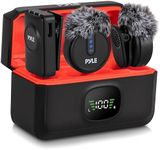 Pyle Wireless Lavalier Microphone System | Noise-Canceling Clip-On Lapel Mic with Magnetic Mount, 7H Battery, 360° Omnidirectional Audio, Charging Case | DSLR, iOS & Android for Vlogging, Podcasting