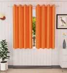 Parda Sansar Polyster Solid Long Crush Plain Window Curtains, 5 Feet, Orange-Set of 2