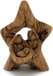 Holy Land Crafts Nativity Scene Holy Family Wood, Olive Wood Nativity Small Hand Carved in the Holy Land, Religious Christmas Decorations for Home, Mary Joseph and Baby Jesus Statue