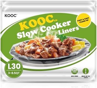 KOOC Slow Cooker Liners 13"x21" 30 Count Disposable Plastic Bags Pot Liners Cooking Bags Fit 3 qt to 8.5 qt Pot BPA Free