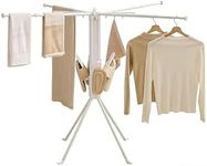 JOOM 4 Legs Clothes Drying Rack, Garment Rack Portable and Foldable Space Saving Laundry Drying Rack - Drying Rack Clothing 4rods16 Clips,Floor Folding Balcony Bedroom Household