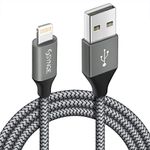 Synqe Nylon Braided USB Data Sync & 3A Long Fast Charging Cable Compatible for iPhones, iPad Air, iPad Pro, iPad Mini (2M, Grey)