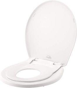 Little2Big Toilet Seat with Built-In Potty Training Seat, Slow Close, Easy to Install, Round, White